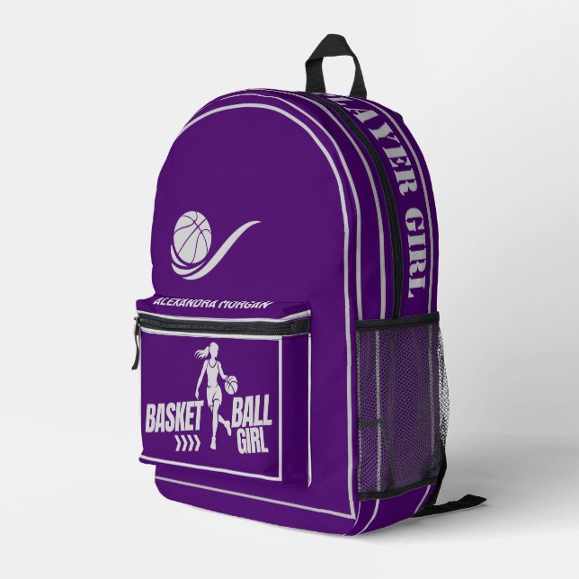 Sac À Dos Imprimé Joueuse de basket, équipe, cadeau d'anniversaire (Coin arrière droit)