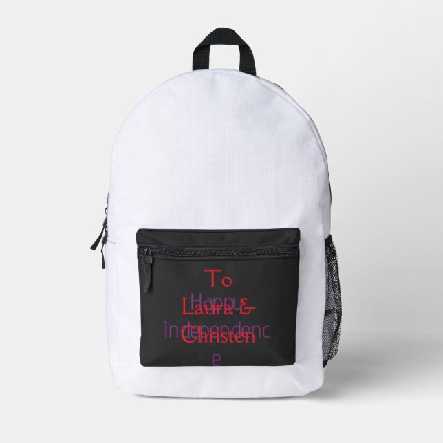 Sac À Dos Imprimé joyeuse fête de l'indépendance nom date simple ble (Recto)