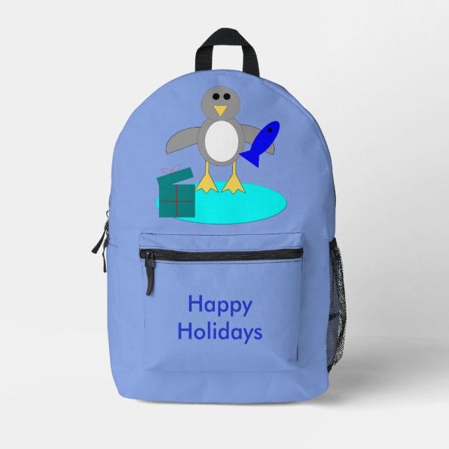 Sac À Dos Imprimé Joyeux Noël Pêche Penguin Custom (Recto)