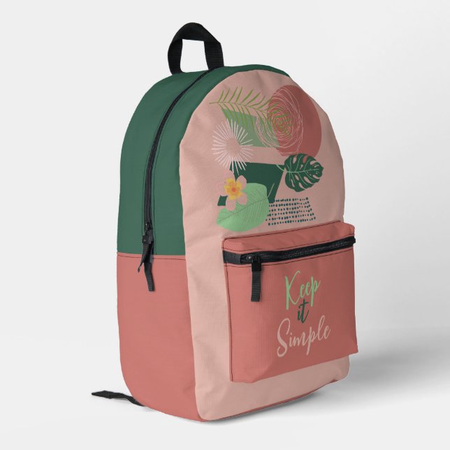 Sac À Dos Imprimé Jungle rose, verte et jaune Abstraite tropicale (Coin arrière gauche)