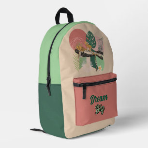 Sac À Dos Imprimé Jungle rose, verte et jaune Abstraite tropicale