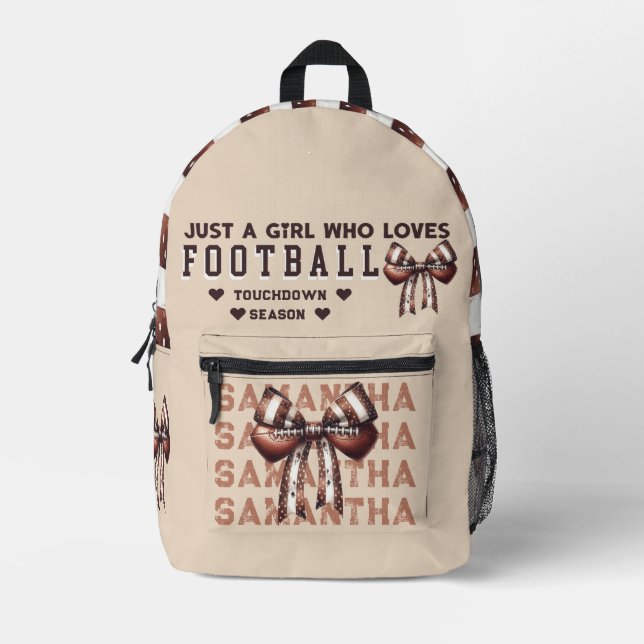 Sac À Dos Imprimé Juste Une Fille Qui Aime Le Football College Bow C (Recto)