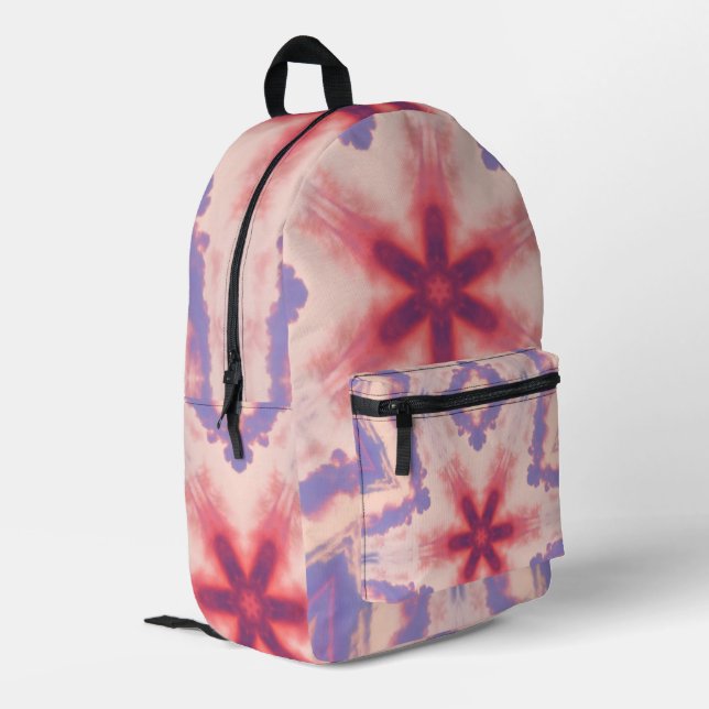 Sac À Dos Imprimé Kaleidoscope de ciel rose et violet (Coin arrière gauche)