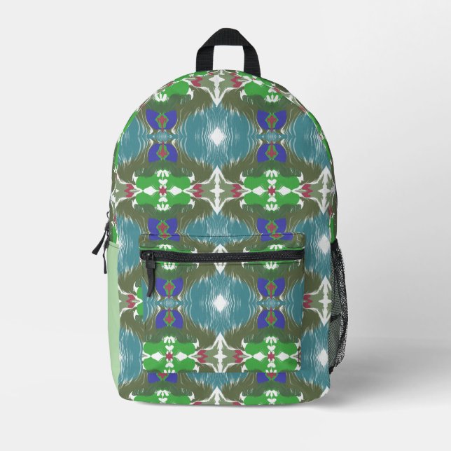 Sac À Dos Imprimé Kaléidoscope de la marée émeraude (Recto)