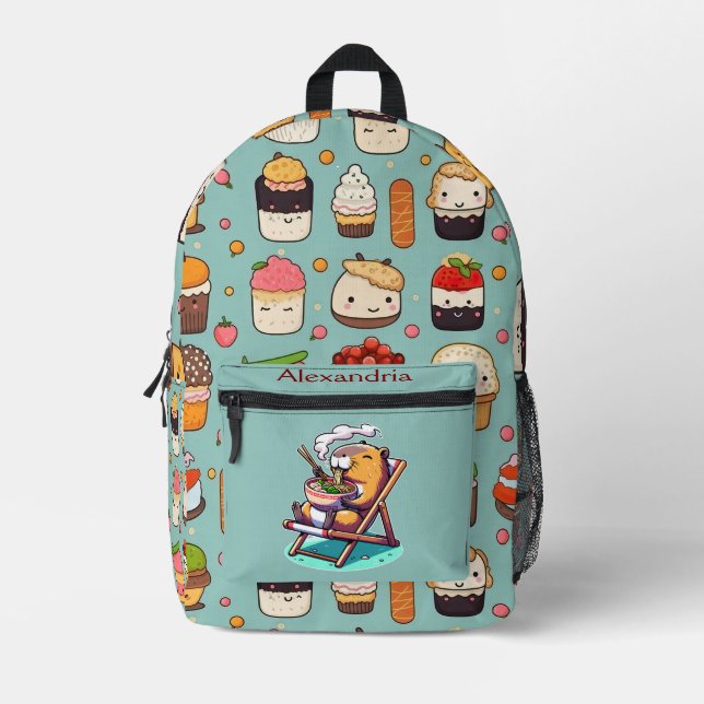 Sac À Dos Imprimé Kawaii Cute Custom Ramen Cat (Recto)