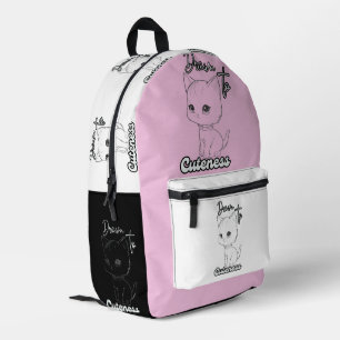 Sac À Dos Imprimé Kitten monochrome avec Vibes jouées