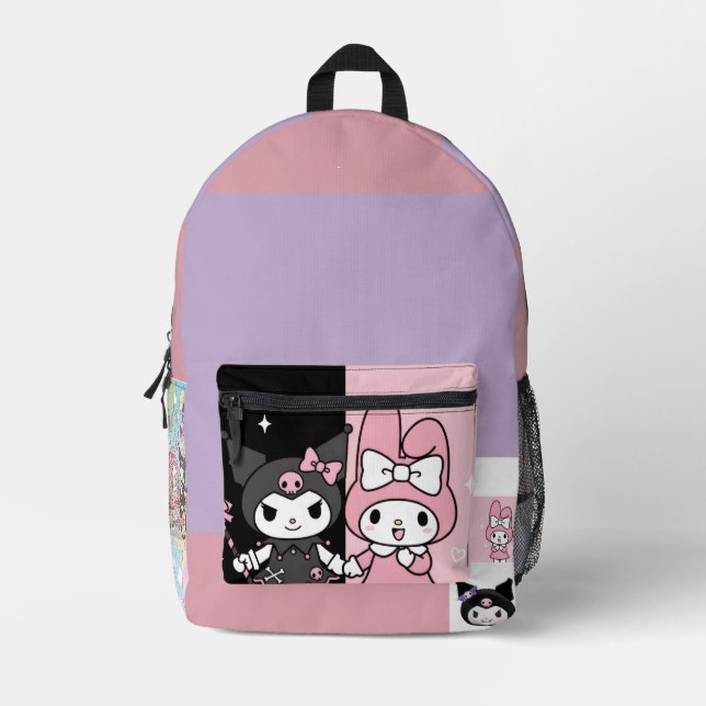 Sac À Dos Imprimé kuromi et mymelody mignons (Recto)