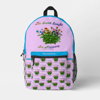 Sac À Dos Imprimé La Terre Rire En Fleurs Citation Personnalisée