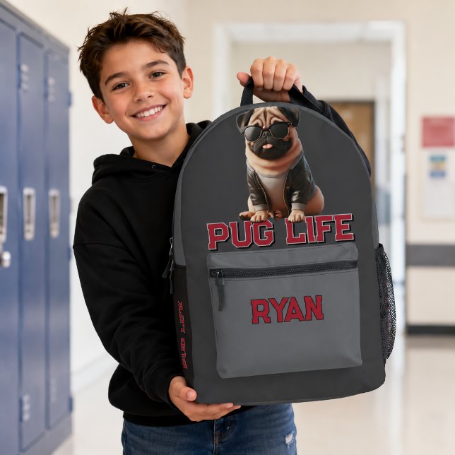 Sac À Dos Imprimé La vie de Pug Chien mignon (Créateur téléchargé)