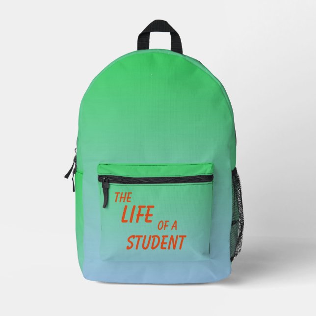 Sac À Dos Imprimé La vie d'un étudiant vert dégradé (Recto)