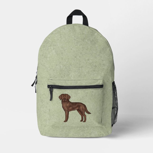 Sac À Dos Imprimé Labrador Retriever Chocolat Chien Brun Mignon Vert (Recto)