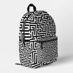 Sac À Dos Imprimé Labyrinthe noir et blanc