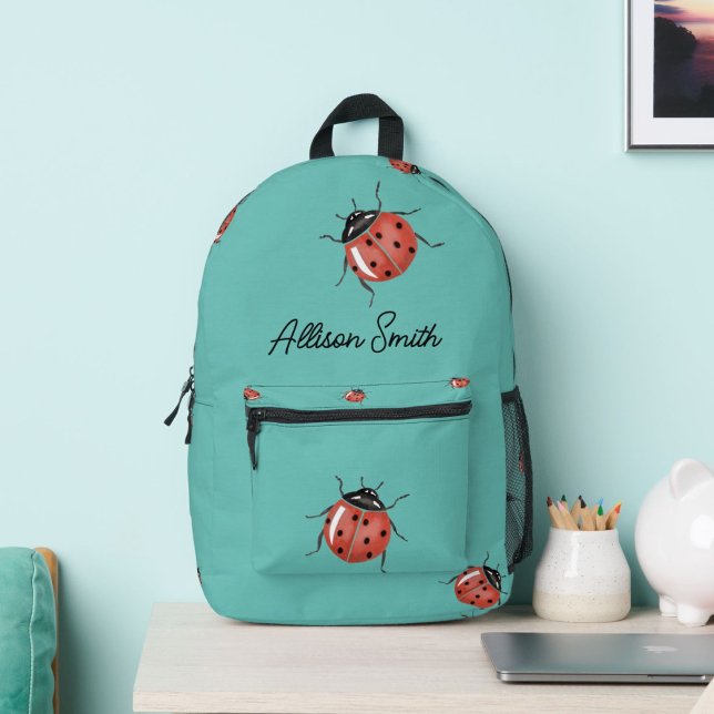 Sac À Dos Imprimé Ladybug sur bleu personnalisé (Créateur téléchargé)
