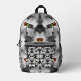 Sac À Dos Imprimé Ladybug Sur Fleur De Dogwood Abstrait Personnalisé