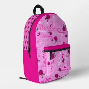 Sac À Dos Imprimé Ladybugs nom personnalisé partout rose
