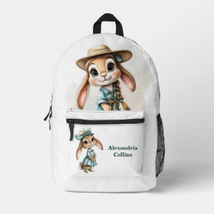 Sac À Dos Imprimé Lapin à nom personnalisé dans une robe bleue