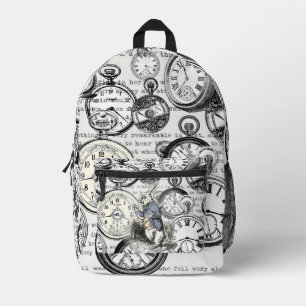 Sac À Dos Imprimé Lapin Blanc Alice au Pays des Merveilles Horloges