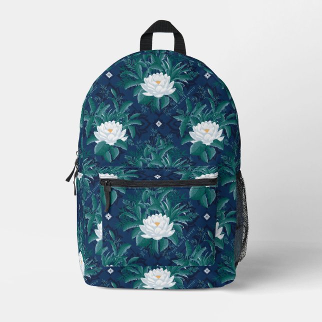 Sac À Dos Imprimé Le Motif blanc Lotus Midnight Lotus (Recto)