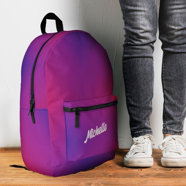Sac À Dos Imprimé Le Rose Violet Élégant Et Branché De Retour À L'Éc (Trendy Stylish Purple Pink Back To School Printed Backpack
)