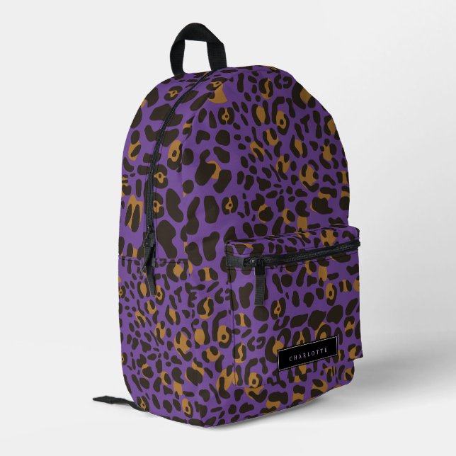 Sac À Dos Imprimé Leopard Jaguar Poster de animal Purple Nom personn (Coin arrière gauche)