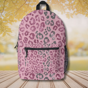 Sac À Dos Imprimé Léopard Pailleté Rose Élégant sur Fond Or Rose