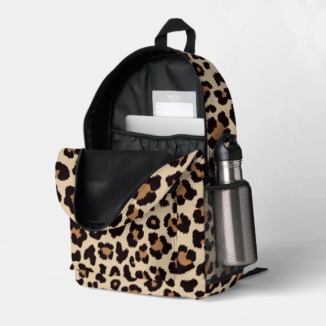 Sac à dos imprimé léopard - Sac style sauvage (Coin arrière droit (ouvert))