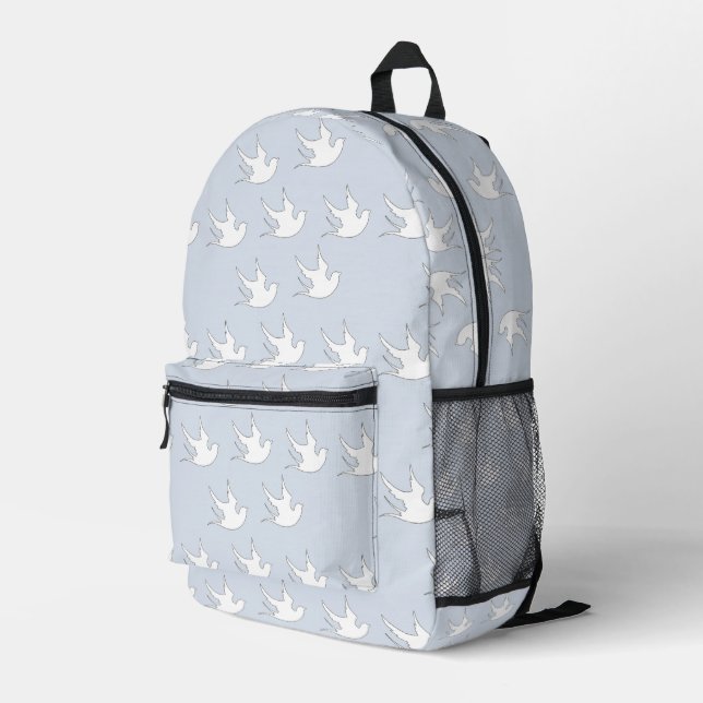Sac À Dos Imprimé Les colombes blanches en bleu (Coin arrière droit)