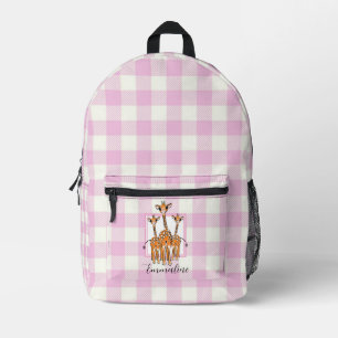 Sac À Dos Imprimé Les élégantes girafes en plaid rose personnalisent