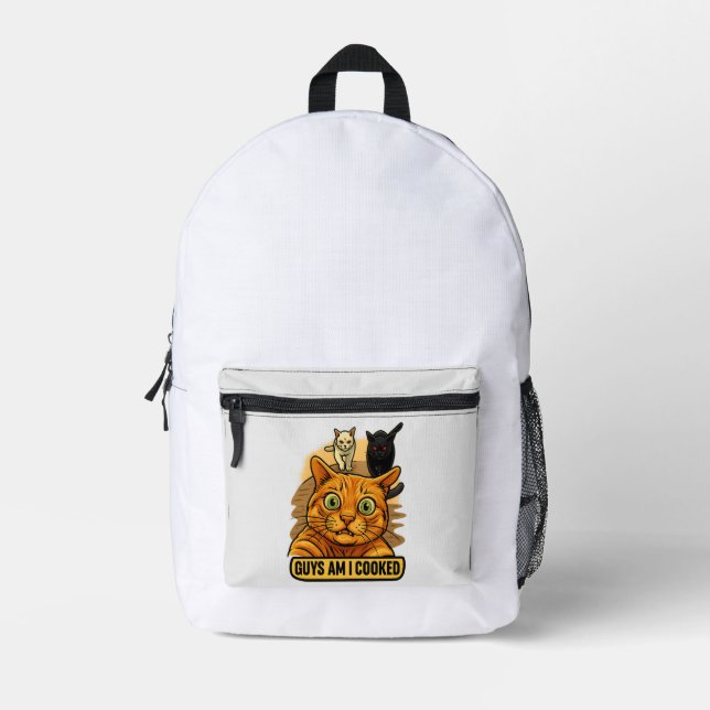 Sac À Dos Imprimé Les gars, je suis cuit ? Mème de chat drôle, réact (Recto)