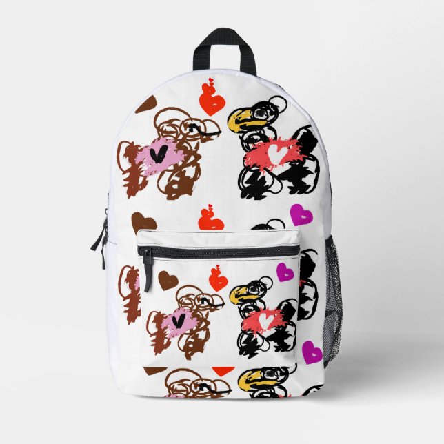 Sac À Dos Imprimé Les lamas à la Saint-Valentin (Recto)