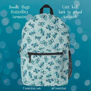 Sac À Dos Imprimé Les papillons Doodle - turquoise - motif.