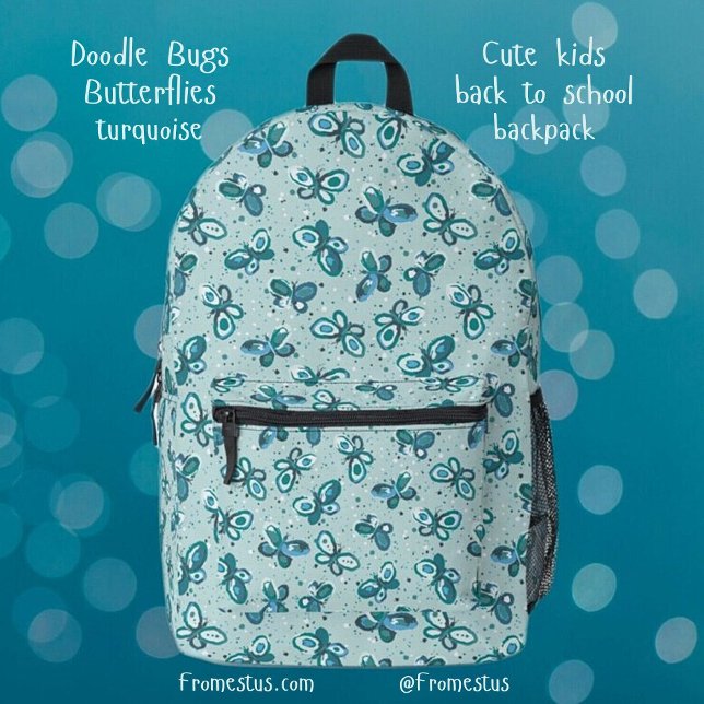 Sac À Dos Imprimé Les papillons Doodle - turquoise - motif. (Créateur téléchargé)