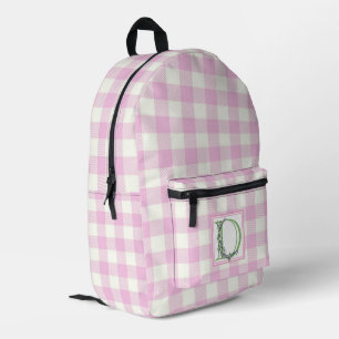 Sac À Dos Imprimé Lettre D monogramme élégante à carreaux rose blanc