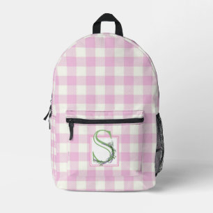 Sac À Dos Imprimé Lettre S monogramme élégant gingham rose blanc