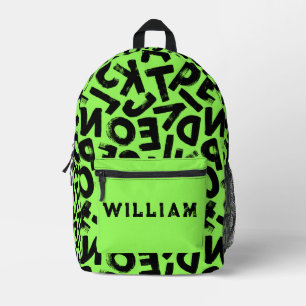 Sac À Dos Imprimé Lettres de graffiti grunge vert néon et noir Cool
