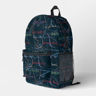 Sac À Dos Imprimé Lettres et abstraction colorées et noires