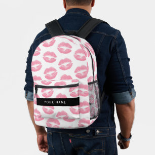 Sac À Dos Imprimé Lèvres Roses, Baiser, Baguette à lèvres, Votre Nom