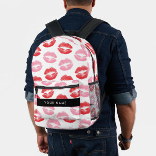 Sac À Dos Imprimé Lèvres Rouges, Lèvres Roses, Baiser, Votre Nom, Pe