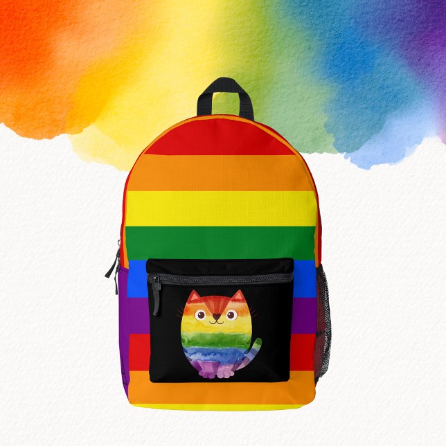 Sac À Dos Imprimé LGBT Cute Chat Monogram Rainbow Pride (Créateur téléchargé)