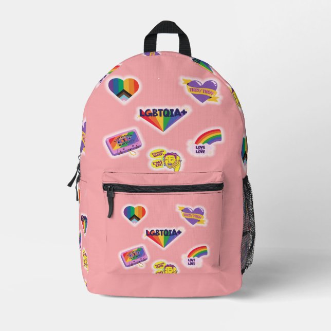 Sac À Dos Imprimé LGBTQ Rainbow Gay Stickers Moderne Style (Recto)
