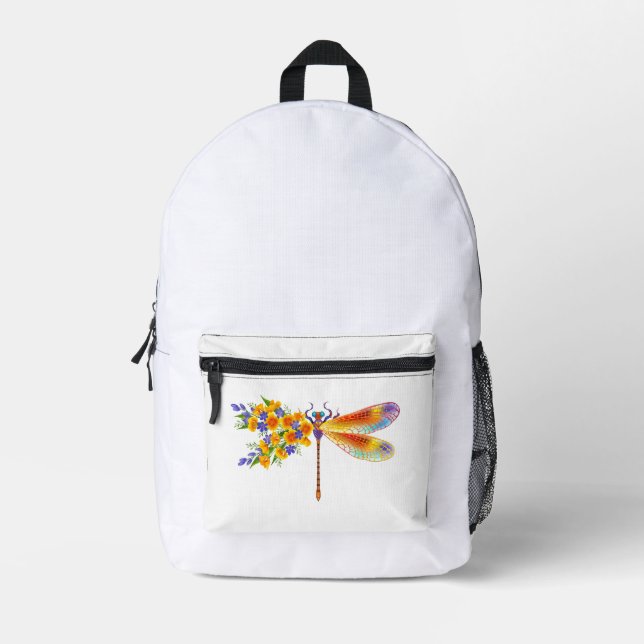 Sac À Dos Imprimé libellule de fleurs jaunes (Recto)