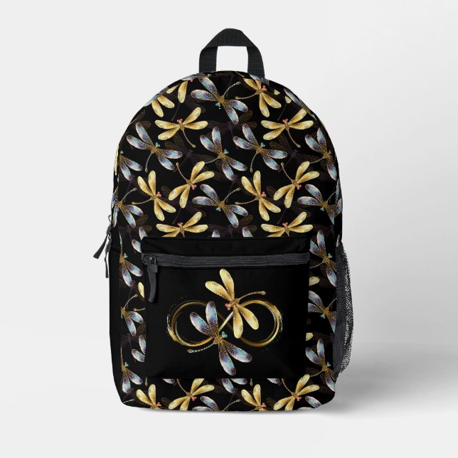 Sac À Dos Imprimé Libellules dorées infinies (Recto)