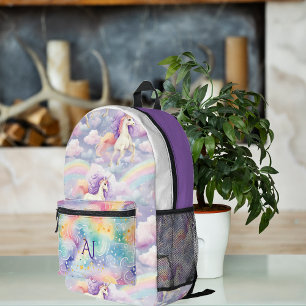 Sac À Dos Imprimé Licorne Arc-en-Ciel Magique   Monogramme