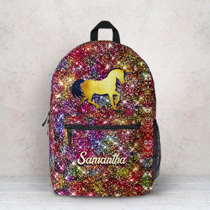 Sac À Dos Imprimé Licorne chic rouge noir iridescent faux paillettes