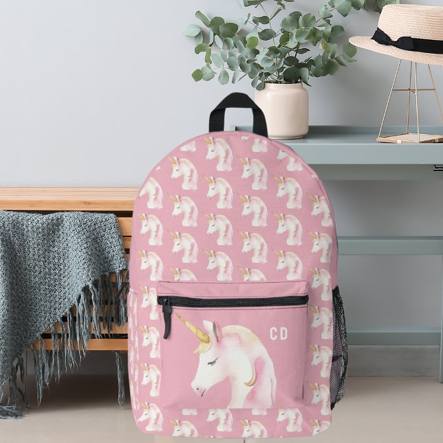 Sac À Dos Imprimé Licorne rose mignonne initiales fille (Créateur téléchargé)