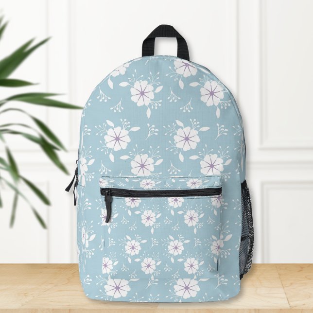 Sac À Dos Imprimé Light Blue Backpack with Classic Floral Print (Créateur téléchargé)