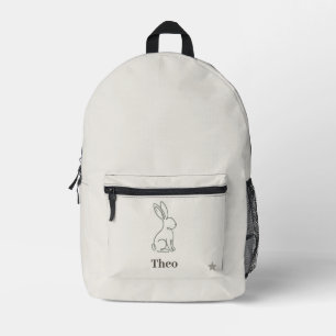 Sac À Dos Imprimé Ligne Luxueuse Lapin Art Enfants Nom Personnalisé