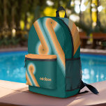 Sac À Dos Imprimé Ligne rétro Couleur sud-ouest de l'art<br><div class="desc">Un design bohème incurvé avec un motif rayé et des formes circulaires aux couleurs de coucher de soleil turquoise,  orange et rouge brique. Un design audacieux mais minimal avec une zone facultative pour ajouter du texte.</div>