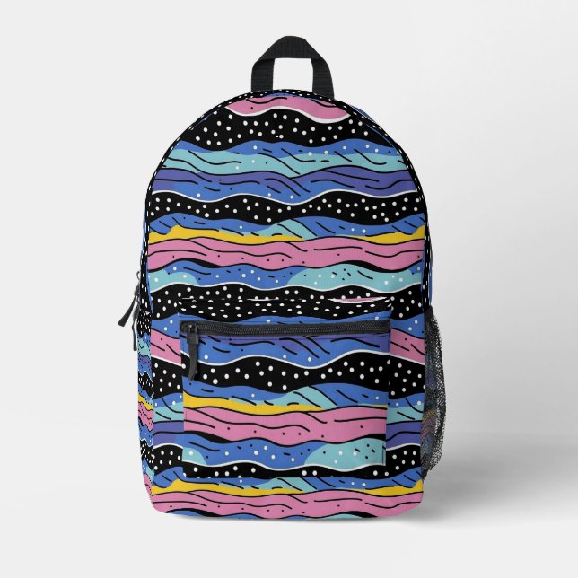 Sac À Dos Imprimé Lignes Abstraites vives avec Pois (Recto)