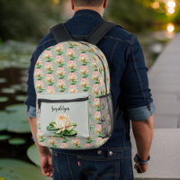 Lily Pad Lotus Fleur rose et Sage Green Monogramme